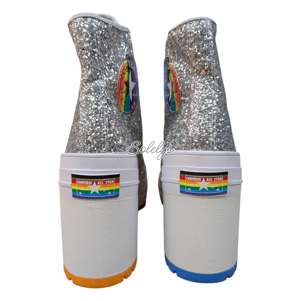 Converse Chuck 70 De Luxe Heel Glitter Platform Pride Proud to Be Boot Women 8.5 - Picture 4 of 10